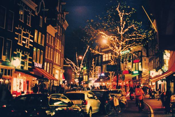 istock Lit up city street at night 1020990054