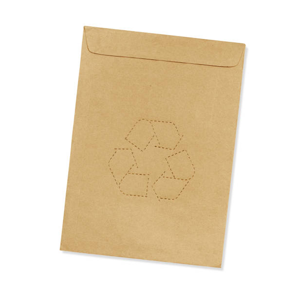 istock Brown envelope with recycle symbol Isolated on white background 1020990152
