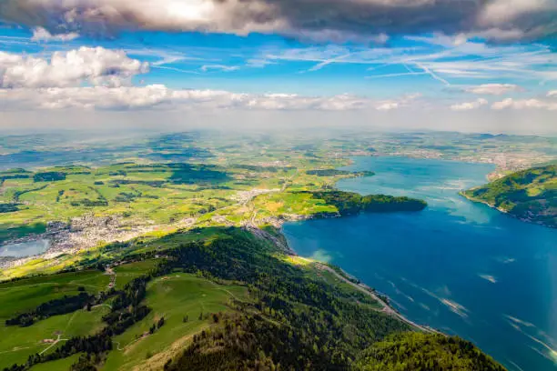 Landscape mountain and lake view from top of Rigi Kulm Luzern Switzerland , Alps
