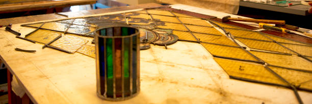istock Restoring an antique 1890 stained glass 1021003842