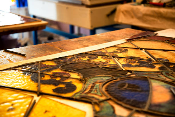 istock Restoring an antique 1890 stained glass 1021003900