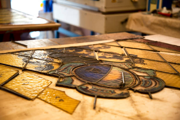 istock Restoring an antique 1890 stained glass 1021003914