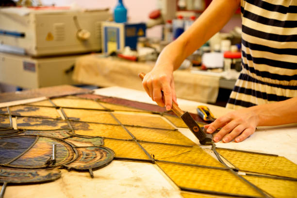 istock Restoring an antique 1890 stained glass 1021003918