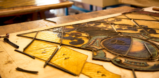 istock Restoring an antique 1890 stained glass 1021003924