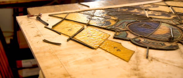istock Restoring an antique 1890 stained glass 1021003930