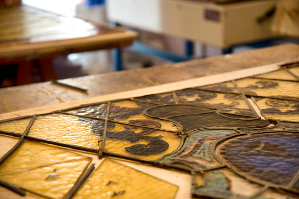 istock Restoring an antique 1890 stained glass 1021003948