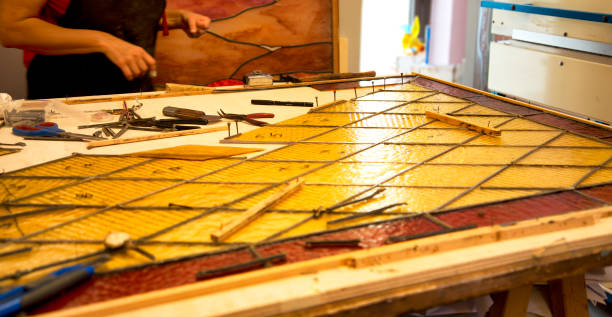 istock Restoring an antique 1890 stained glass 1021004548