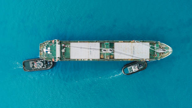 istock Aerial view container ship from sea port for import  export or transportation concept background. 1021008774