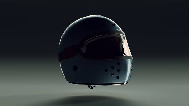 istock Blue Metallic Motorcycle Helmet with Goggles Backlit 3 Quarter Right View 1021011846