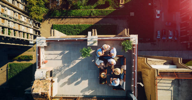 istock Senior Friends Having Fun On Rooftop 1021025430