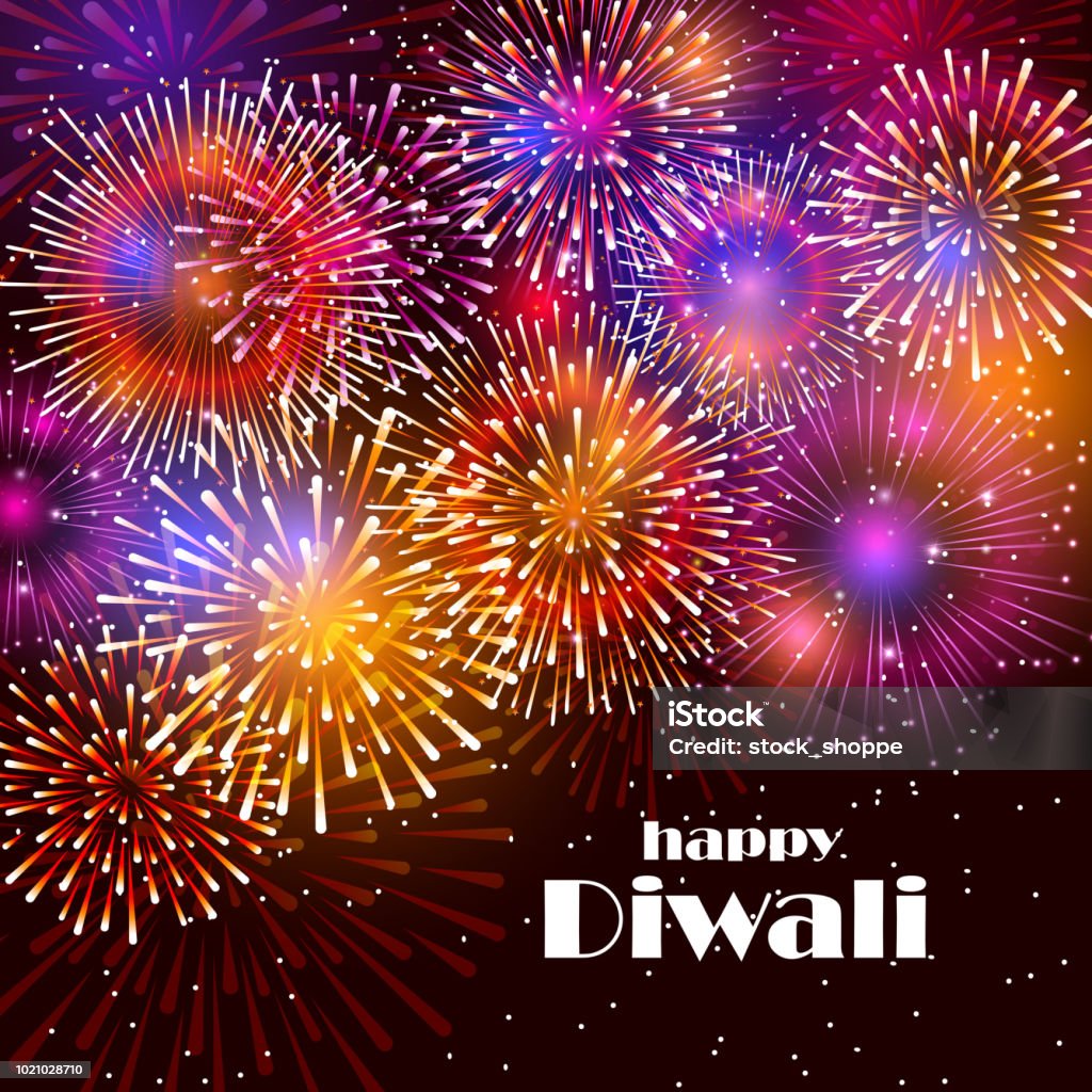 Colorful Firework For Happy Diwali Festival Of India Celebration ...