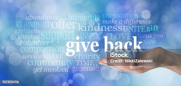 Give Back Word Tag Cloud Stock Photo - Download Image Now - Charity and Relief Work, Giving, Community