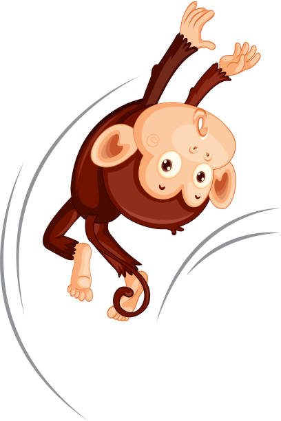 ein affe springt auf weißem hintergrund - play the ape stock-grafiken, -clipart, -cartoons und -symbole