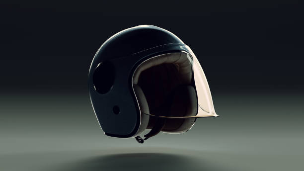 istock Blue Metallic Motorcycle Helmet with Visor Backlit 3 Quarter Right View 1021037874