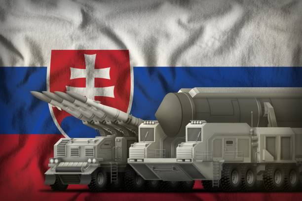 istock Slovakia rocket troops concept on the national flag background. 3d Illustration 1021040958