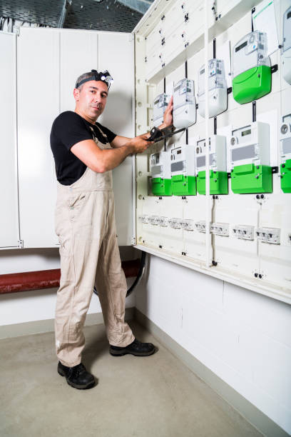 istock Electrician testing equipment in fuse box or switch box 1021053474