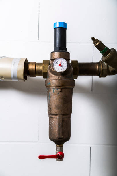 istock Water meters on metallic rusty water pipe 1021053670