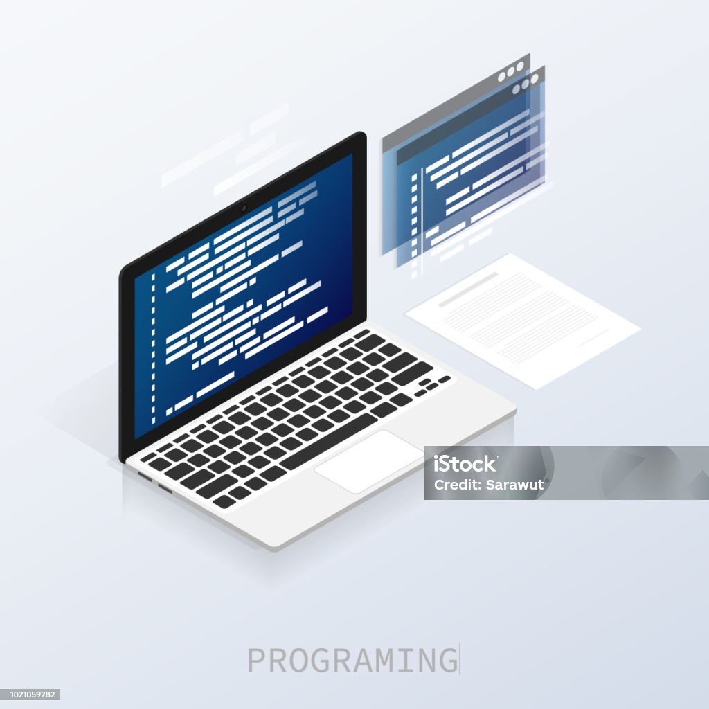 Same Size Computer Programing Images Programmer Coding Binary Computer Isometric Flat Vector Stock ...