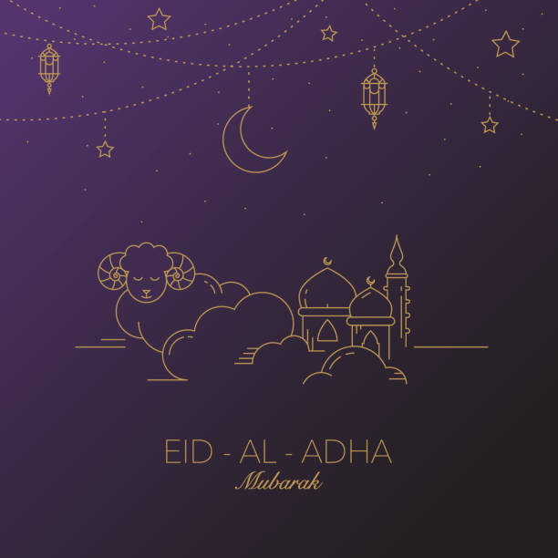 eid-al-adha mubarak vector karta graficzna. - muslim festival stock illustrations