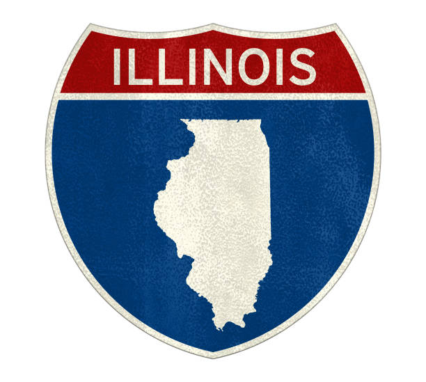 Illinois State Interstate road sign stock photo