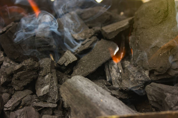 istock Burning coals at day; barbeque season, decaying charcoal. 1021073704