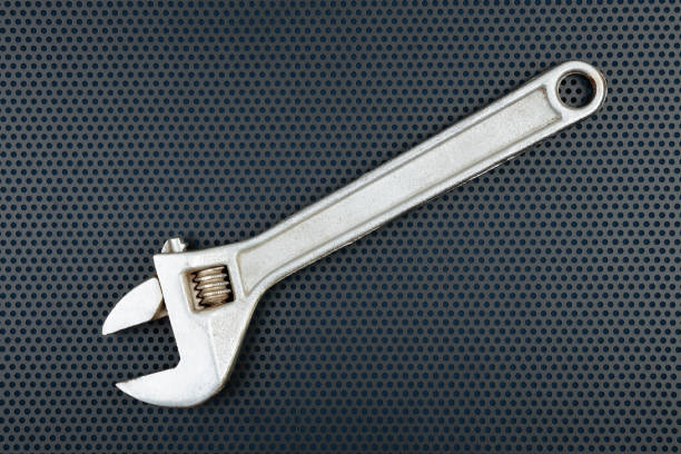 Illustration on the topic of repair and technical support. Tool kit, wrenches and screwdrivers