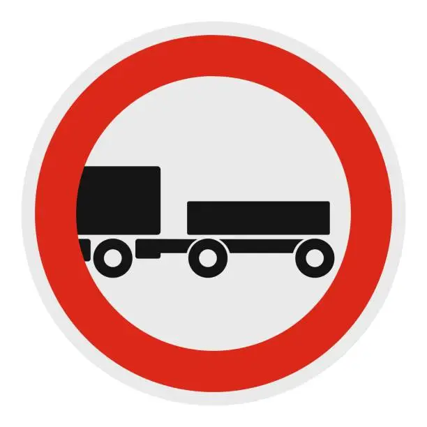 Vector illustration of Trailer is forbidden icon, flat style.