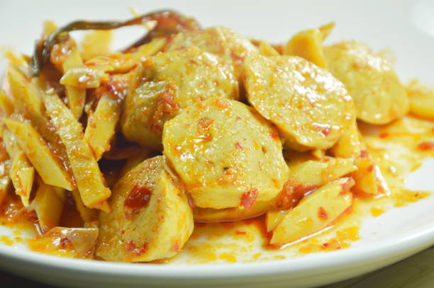 istock spicy stir fried bamboo shoot with pork ball curry 1021086224
