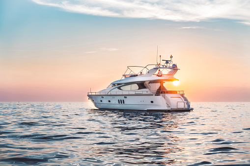 Yacht in the sunset on the sea