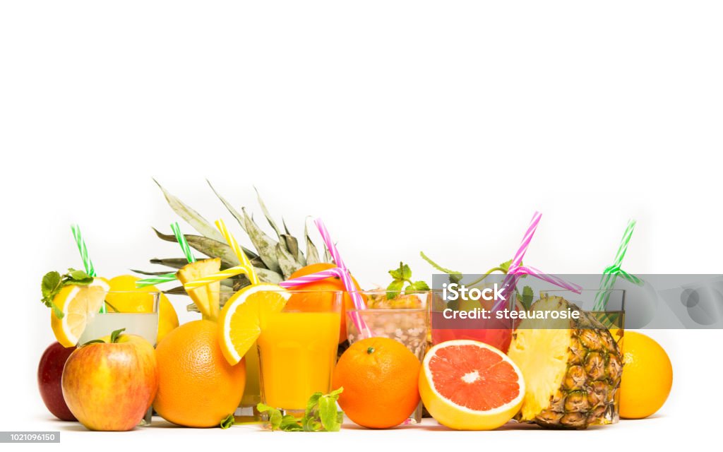 Freshly squeezed fruit juices Apple - Fruit Stock Photo