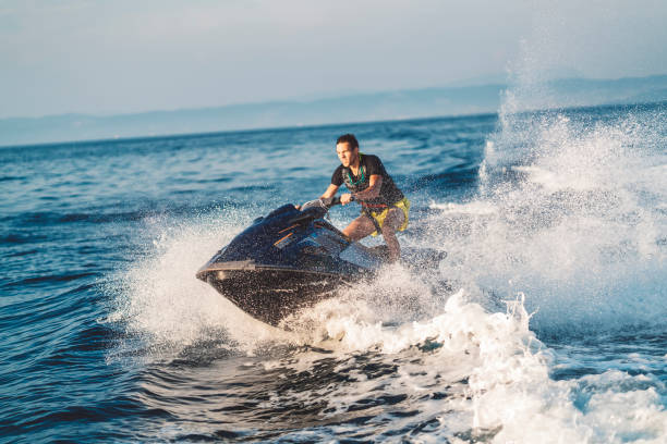 夏時間  - motorboating jet boat jet boating summer ストックフォトと画像