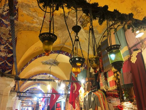 istock Oriental style decorative lamps in the Grands Bazaar, Istanbul. 1021097082