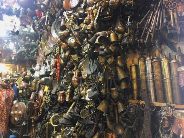 istock Vintage style traditional Turkish copper tools at Grand Bazaar, Istanbul. 1021105730