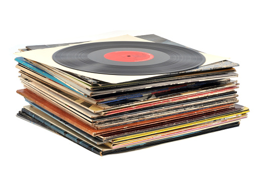 Stack of vinyl records