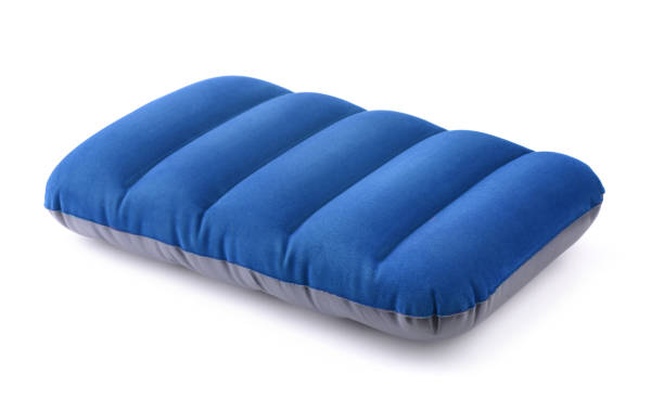 Inflatable pillow Blue  inflatable pillow isolated on white beach mat stock pictures, royalty-free photos & images