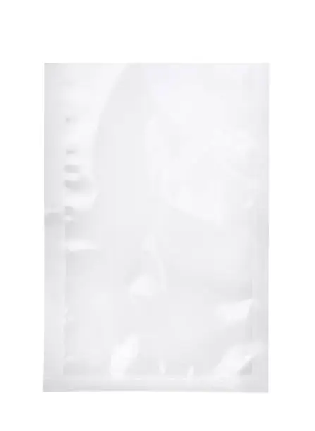 Empty blank transparent plastic bag isolated on white