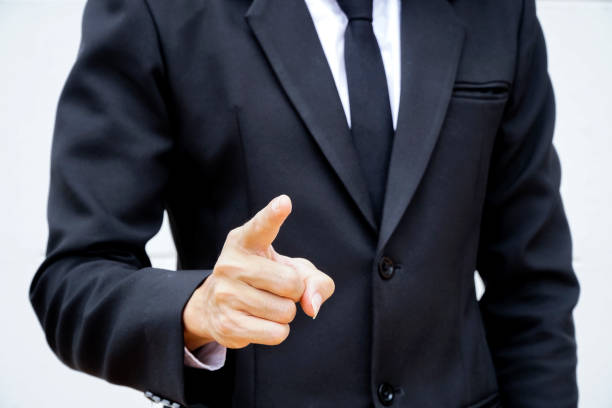 istock Businessmen are pointing on white background 1021139540