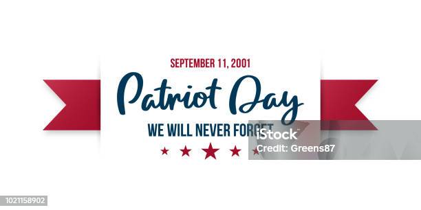 911 Patriot Day Background Usa Patriot Day Horizontale Banner Mit Schriftzug Werden Wir Nie Vergessen 11 September 2001 Vektordesignvorlage Stock Vektor Art und mehr Bilder von Spruchband