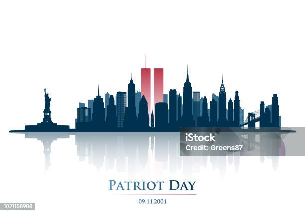 Twin Towers In New York City Skyline World Trade Center September 11 2001 National Day Of Remembrance Patriot Day Anniversary Banner Vector Illustration Stock Illustration - Download Image Now
