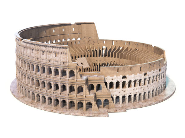 coliseo, coliseo aislado en blanco. símbolo de roma y de italia, - rome coliseum italy ancient rome fotografías e imágenes de stock