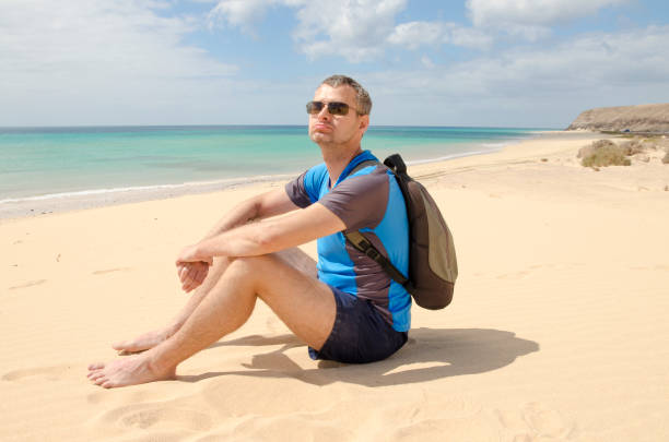 istock Unhappy tourist on the beach 1021174338