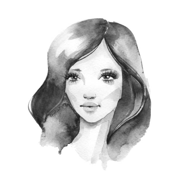 istock Beautiful girl face. Watercolor 1021189320