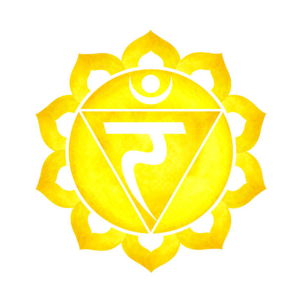 yellow color of chakra symbol solar plexus concept, flower floral, watercolor painting hand drawn icon logo, illustration design sign vector art illustration