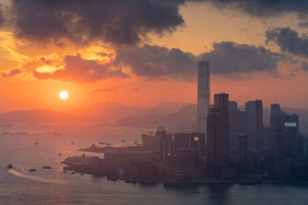 istock Hong Kong view cityscape during sunset from Braemar Hill viewpoint 1021191914