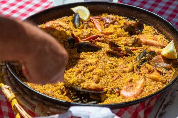 istock Typical spanish seafood paella in traditional pan (Ibiza, Spain) 1021194948