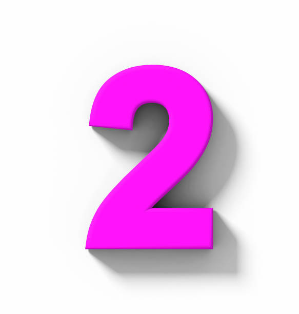 Number 2 3d Purple Isolated On White With Shadow Orthogonal