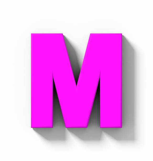 istock letter M 3D purple isolated on white with shadow - orthogonal projection 1021195448