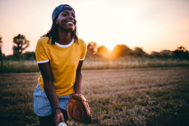 istock Gorgeous black girl playing baseball 1021207778