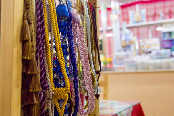 Rolls of colorful fabric and textiles in a shop or store