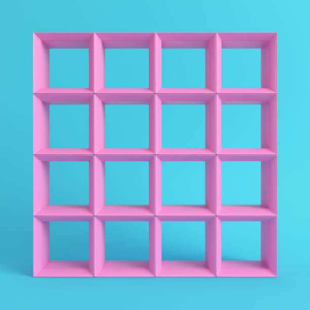 istock Empty square shelfs on bright blue background in pastel colors 1021210656